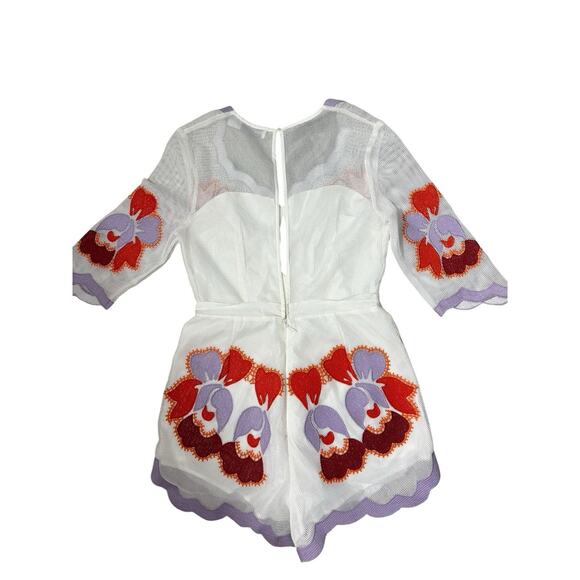 Alice McCall Embroidered Mesh Never Ever Playsuit Romper Size US 8 White Purple - Picture 7 of 10